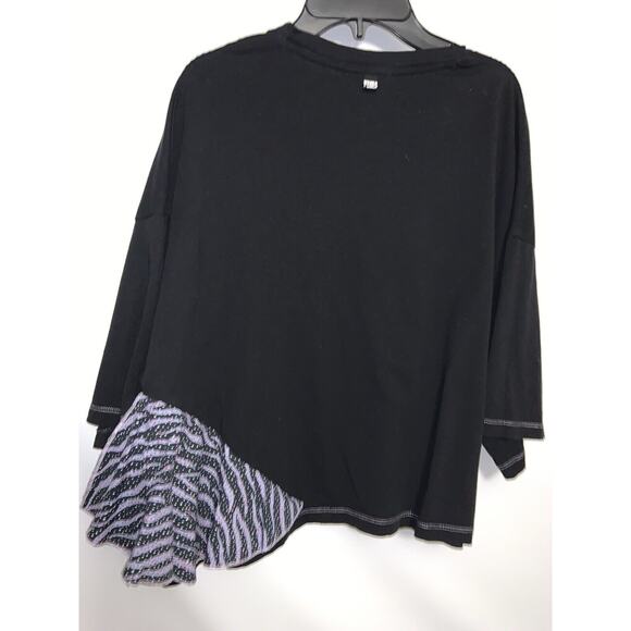 Bimba Y Lola Black Print Ruffle Design Shirt Size Small - Picture 3 of 7